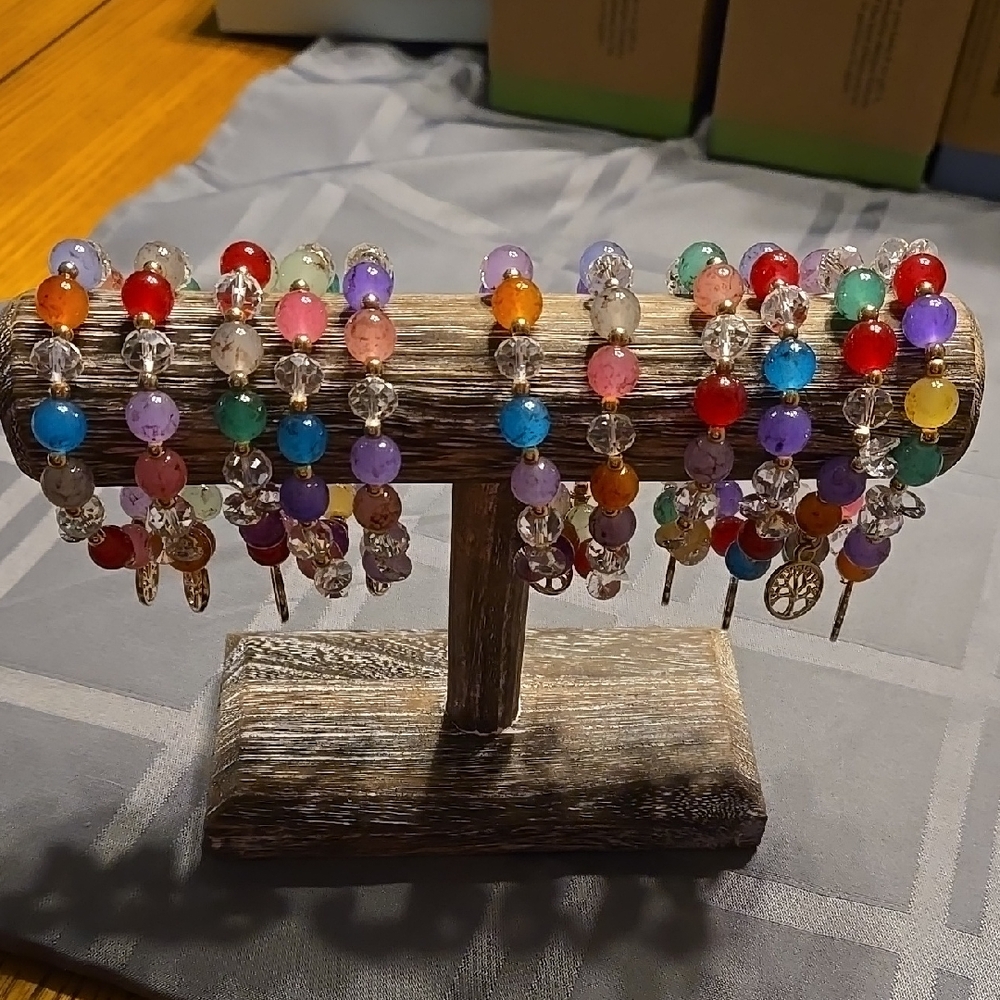 Colorful Beaded Bracelets with Charms